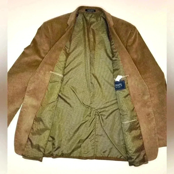 Chaps Men’s Corduroy Sport Coat Blazer Jacket Size-46L Tan Beige - Picture 8 of 9